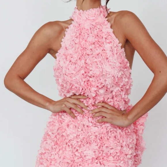 Selfie Leslie Blush Pink Rosette Mini Dress - Picture 2 of 9